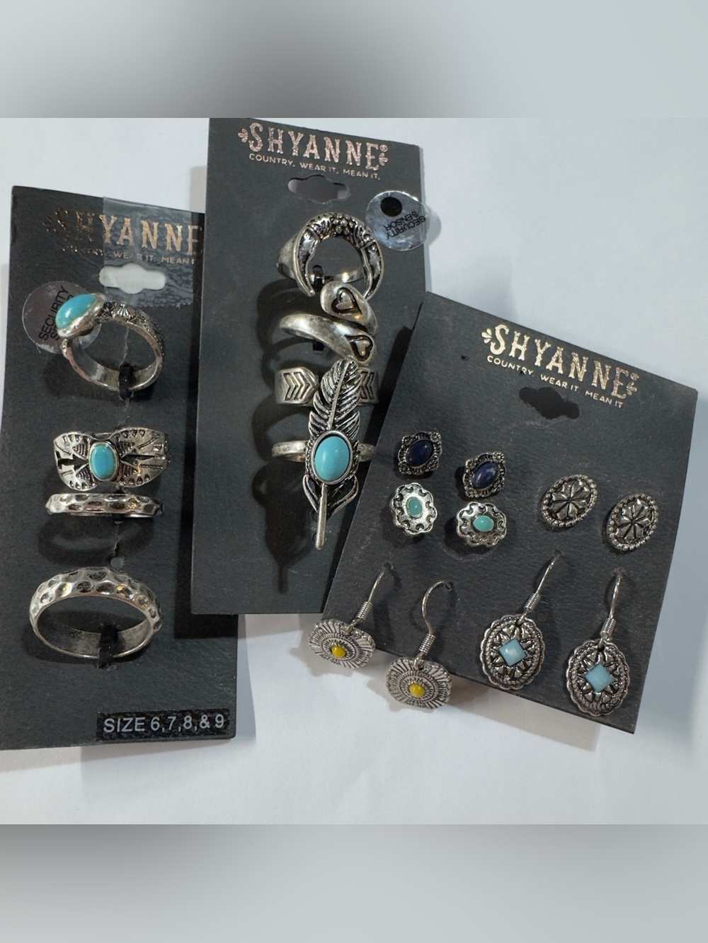 Ring Size 6, 7, 8 & 9 Shyanne Silver-Tone Ring and Earring with Turquoise